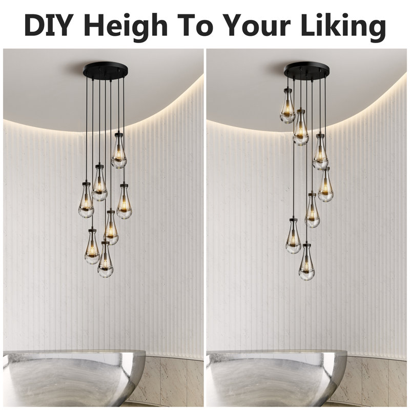 One Allium Way® Biak 7-Light Spiral Raindrop Chandelier for